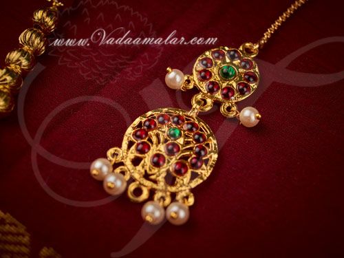 Beads necklace with matching earring and tikka set Saree Salwar