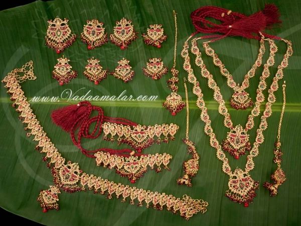  Multi Colour Stones Set Indian Bridal Dance Jewellery
