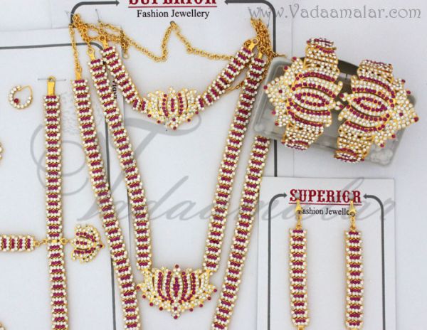 Lotus Design India bridal dance jewelry Bharatanatyam, Kuchipudi jewellery full set