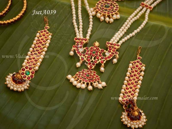 Kids Kuchipudi Jewellery set Kemp Stones bharatanatyam jewels online