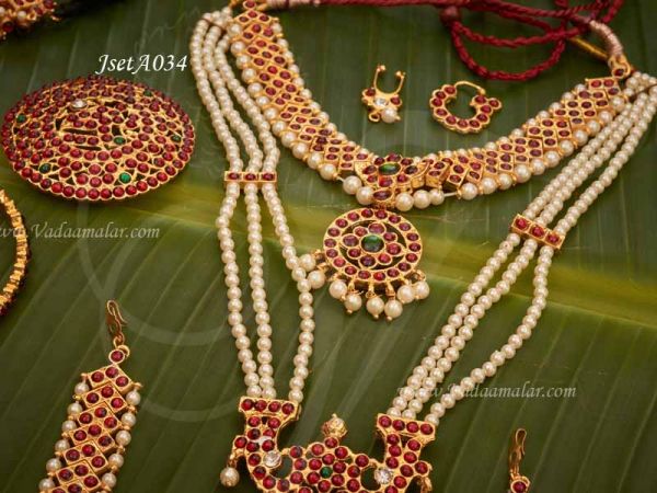 Kids Kuchipudi Jewellery set Kemp Stones bharatanatyam jewels online