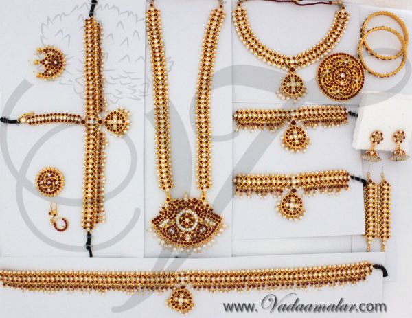 Indian Bridal Jewellery Set Traditional 10 piece ornaments for Saree & Lehenga