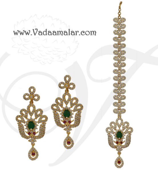 American Diamond Stones Indian Bridal Jewellery Set Online India