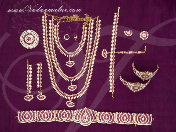 Pink Stones bridal dance jewelry Kuchipudi jewellery full set Buy
