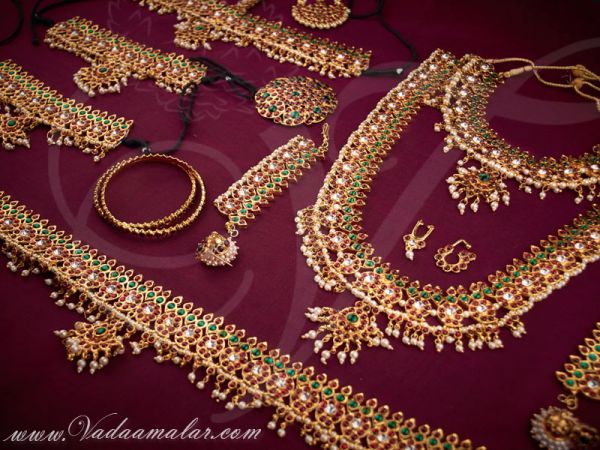Mango Design Set Traditional Indian kemp stone bridal Buy Temple jewellery online