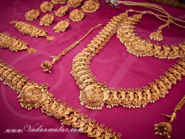 Matt finish lakshmi design bridal jewellery set buy online