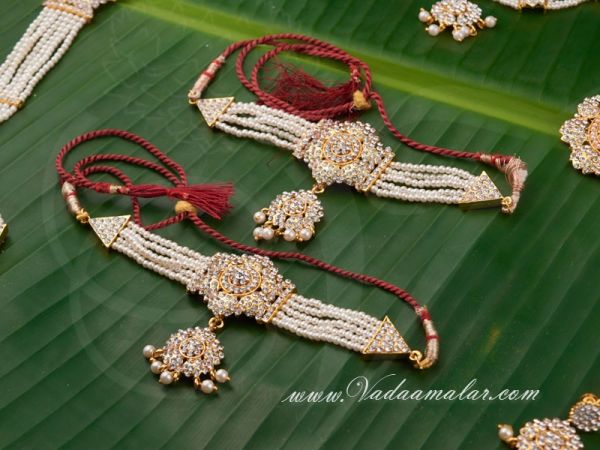 Kathak dance jewellery white stones with pearls set jewelry buy online