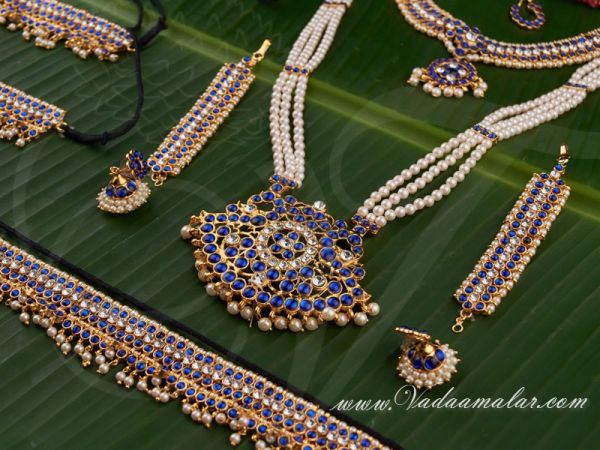 Blue Kempu Bharatanatyam Kuchipudi Dance Set Buy jewellery online