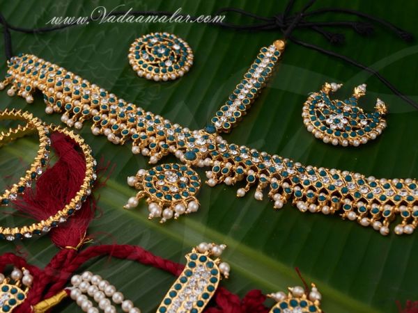 Green Kempu Bharatanatyam Kuchipudi Dance Set Buy jewellery online
