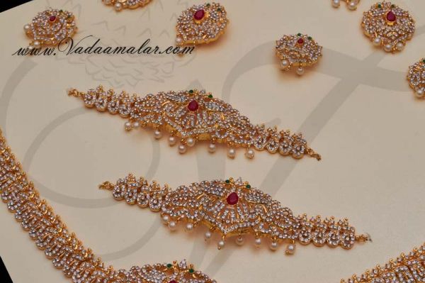 Peacock Design Multi Colour Stones Set Indian Bridal Dance Jewellery