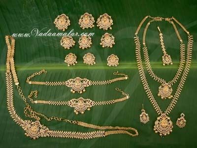 Lakshmi design American Diamond with Ruby Stones Indian Bridal Jewellery Set
