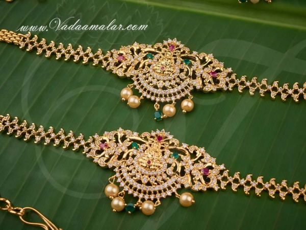 Lakshmi design American Diamond with Ruby Stones Indian Bridal Jewellery Set
