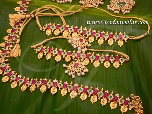 Beautiful Indian bridal wedding jewelry Ruby Emerald full set buy online