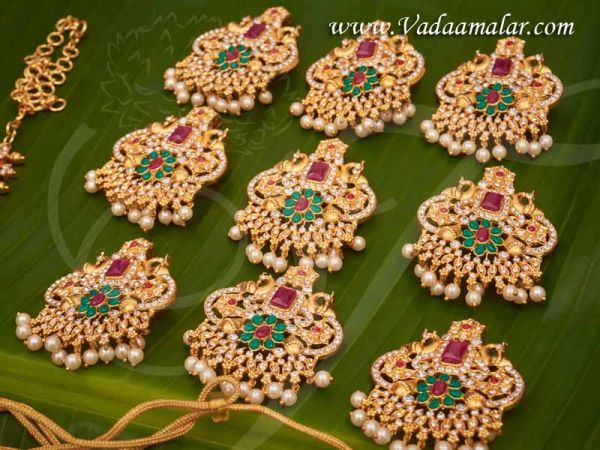 Beautiful Indian bridal wedding jewelry Ruby Emerald full set buy online
