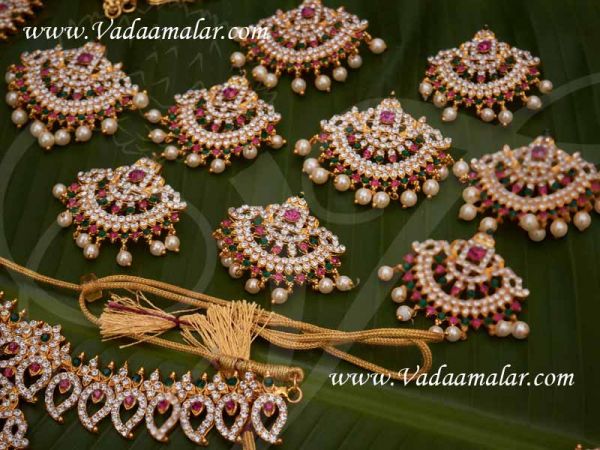 Beautiful Indian Bridal Wedding  Jewelry Multi Colour Full Set Buy Now