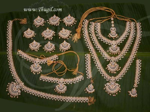 Beautiful Indian Bridal Wedding  Jewelry White Stone Full Set Wedding