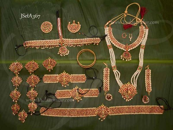 Temple Jewellery Bharatanatyam Kuchipudi Peacock Design Kemp Jewelry Set