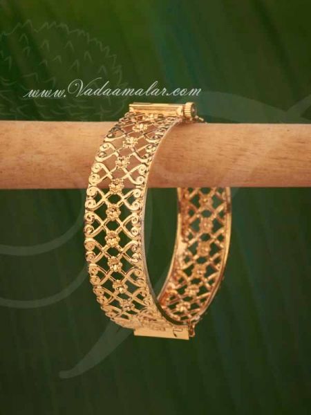 Indian Kada Bangle Bracelet Micro Gold plated Screw type Ornament Size : 2-8