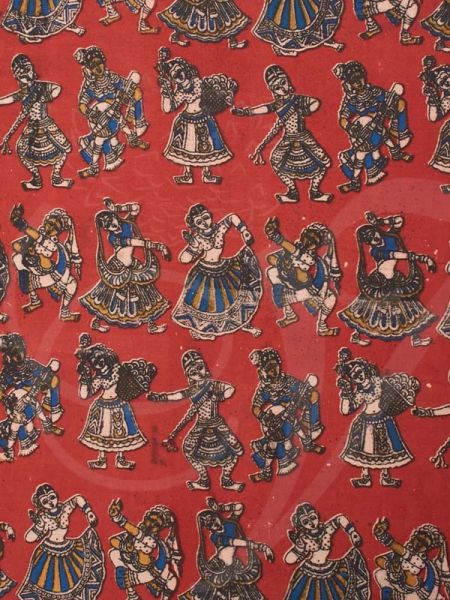 Pure Cotton Kalamkari Fabric Material Dancing Ladies Design Buy Now 