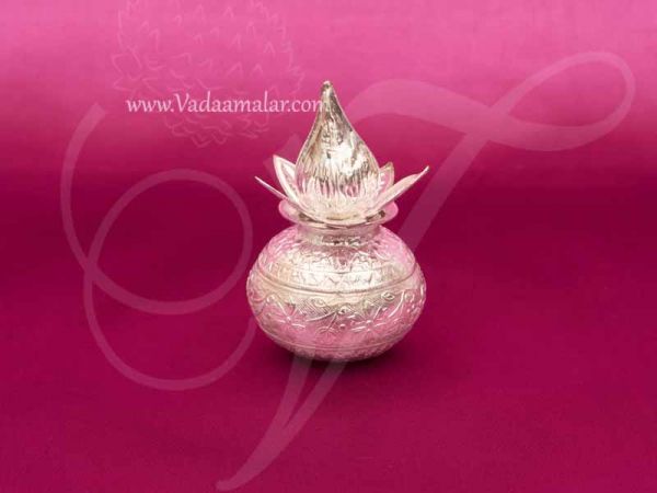 German Silver Kalasam Sombu With Decorated Coconut Buy Now 3 inches