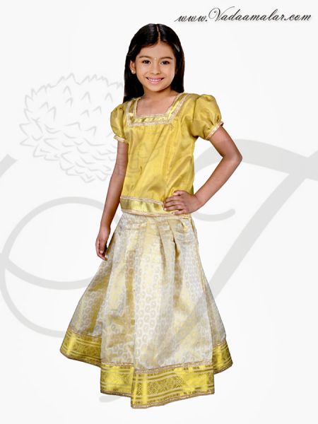 Childrens South India Pattu Pavada Pavadai Chatta chattai Kids Girl Skirt Blouse