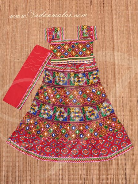 Childrens Girls Rajasthani Skirt Blouse India Indian Dance Lehenga Choli Costume