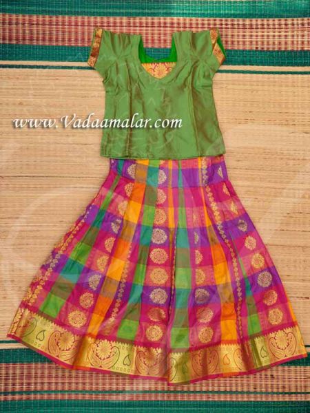 ColourFul Pavadai Chattai Kids South India Design Skirt Blouse Buy Now -Size 28