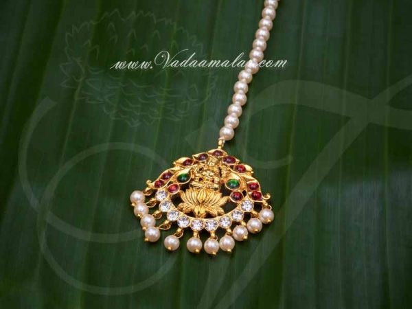 Lakshmi Design Red Color Kemp Stone Indian head Ornament Maang tikka Chutti Buy Now