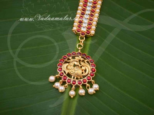 Kemp Red White Stone Design Indian head Ornament Maang tikka Chutti Buy Now