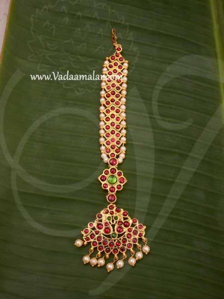 Chutti Kemp Red Green Stone Design Indian Head Ornament Maang Tikka Buy Now