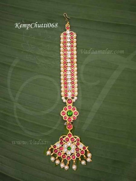 Kemp Stone Design Indian head Ornament Maang tikka Chutti 