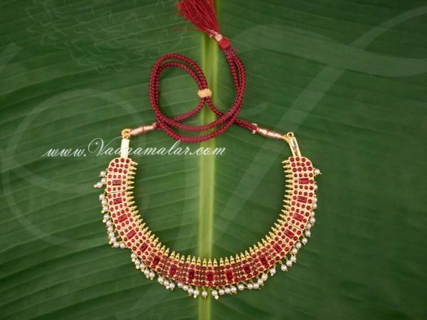 Kemp Deep Red Maroon Stone necklace for Traditional Kuchipudi Dance Buy online