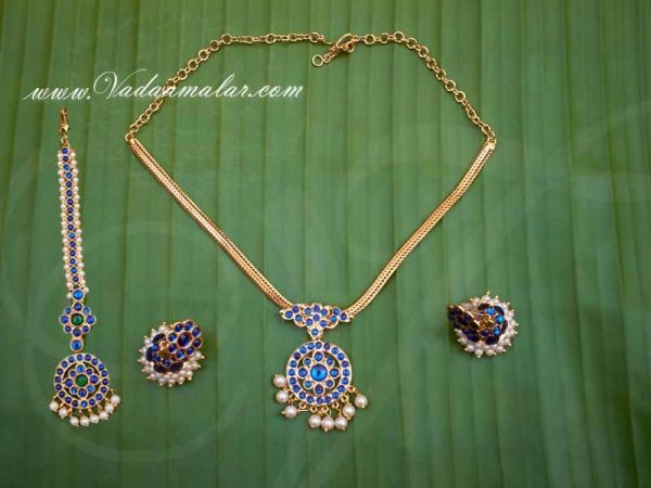 Kemp Short Necklace Matching Earring and Chutti Set Buy Now 