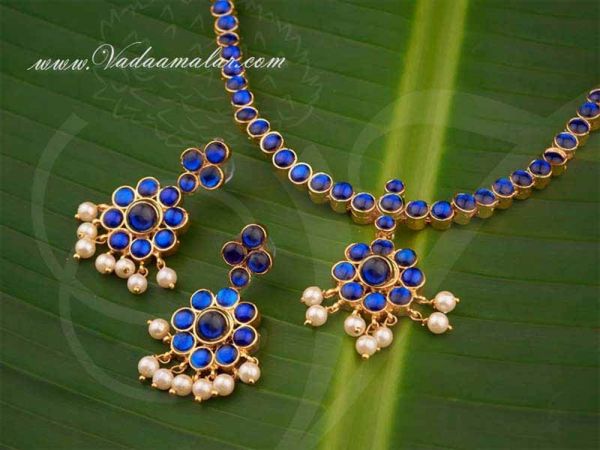  Kemp Necklace Blue Color kemp necklace with Matching Earring Set Buy Now