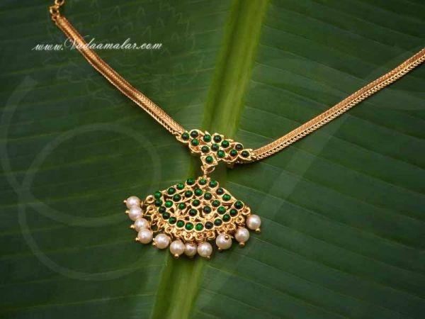 Kemp Necklace Green Kemp Attigai Neckalce for Traditional Sarees and Salwars Buy 