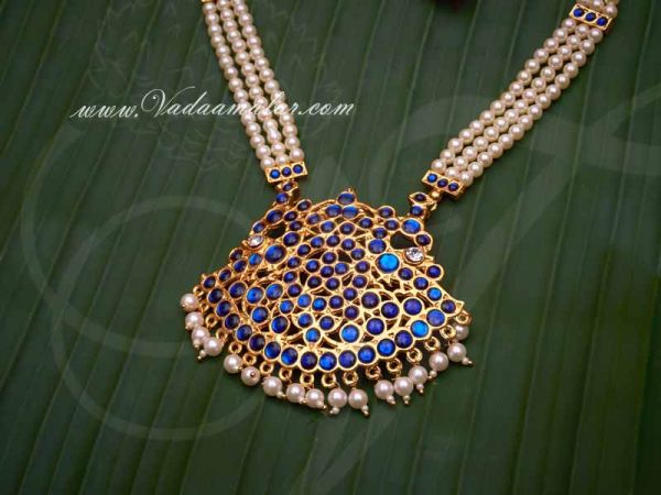 Kemp Necklace Temple Jewellery with Pearls Muthu Malai Available online