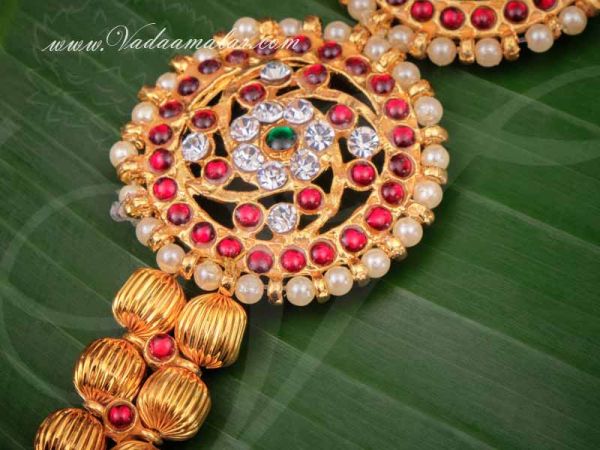 Kemp Long Necklace for Bharatanatyam Kuchipudi Haaram for Sarees Available