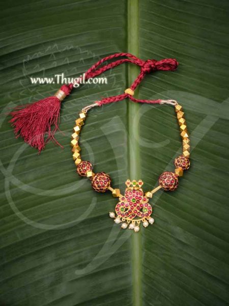 Kemp Necklace Temple Jewellery With Golden metal balls Snake Naga pendent