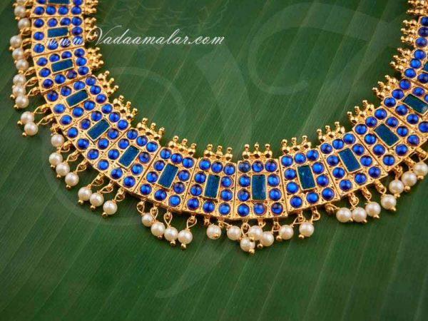  Full Blue Stone Choker Necklace Kuchipudi and Bharatanatyam Jewellery Buy online Now