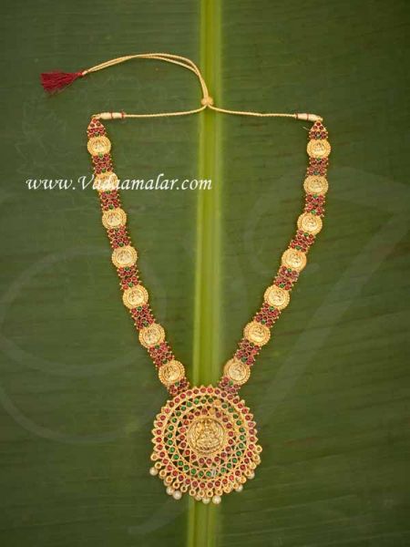 Kemp Long Necklace Lakshmi Design for Bharatanatyam Kuchipudi Haaram for Sarees Buy Now
