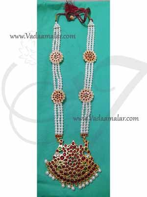 Kemp Haaram Temple Jewellery with Pearl 3 lines MuthuMalai Dance wear