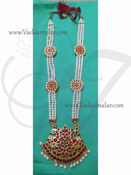 Kemp Haaram Temple Jewellery with Pearl 3 lines MuthuMalai Dance wear