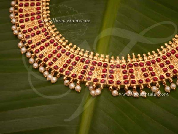  Full Maroon Stone Choker Necklace Kuchipudi and Bharatanatyam Jewellery Buy online Now