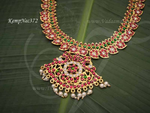Bharatanatyam jewellery South Indian Bridal Temple Ornaments Manga mala Long Necklace Haaram 
