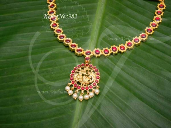 Flower Design Kemp Stone Short necklace For Bharatanatyam Dance Jewellery 