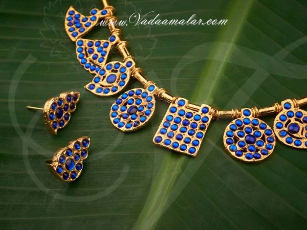 Kemp Blue Stone Necklace With Jimki for Traditional Sarees and Salwars