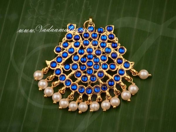 Kemp blue Stone Pendant for Traditional Sarees and Salwars
