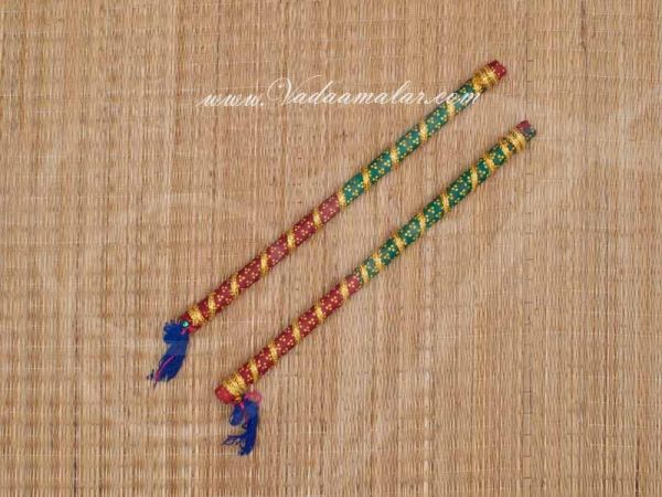 Wooden Kolattam Dandiya Sticks for Navratri and Raas Garba Indian Dance 1 pair 