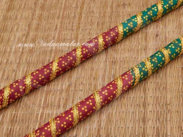 Wooden Kolattam Dandiya Sticks for Navratri and Raas Garba Indian Dance 1 pair 