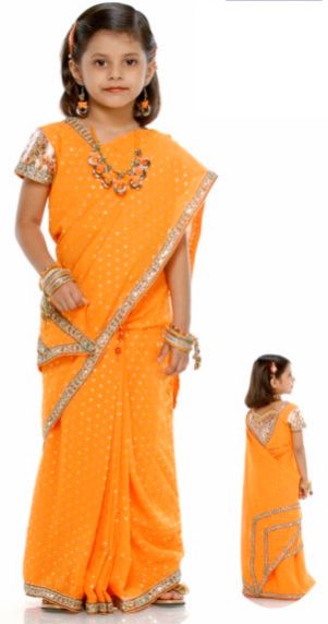 Childrens Girls India Costumes Readymade Indian Women saree fancy dress costume